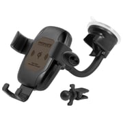 Promate 10W Qi Wireless Car Charger with Car Mount and Wireless Mono Headset, AuraMount-BT Brown