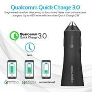 Promate Car Charger with Qualcomm Quick Charge 3.0 Dual USB Port, Robust-QC3 Black