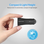 Promate Car Charger with Qualcomm Quick Charge 3.0 Dual USB Port, Robust-QC3 Black