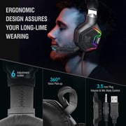 Onikuma 7.1 Surround Sound Pro Noise Canceling Gaming Headphones with Mic & RGB LED Light Compatible with PS4, Nintendo Switch, PC, PS3, Mac