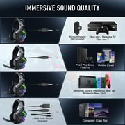 Onikuma 7.1 Surround Sound Pro Noise Canceling Gaming Headphones with Mic & RGB LED Light Compatible with PS4, Nintendo Switch, PC, PS3, Mac