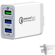 Tutonica 3 منافذ USB جدار شاحن كوالكوم QC الشحن السريع 3.0 محول توصيل منفذ الطاقة - أبيض