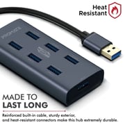 Promate EZHUB-7 Hgh Speed USB 3.0 Ports Aluaminium Alloy Powered Hub