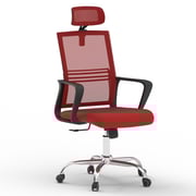 Mahmayi Sleekline 690033 Task Chair Mesh with Headrest, Red, W54 cms X D47 cms X H111-119cms, 690033_High Back_Red