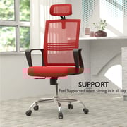 Mahmayi Sleekline 690033 Task Chair Mesh with Headrest, Red, W54 cms X D47 cms X H111-119cms, 690033_High Back_Red