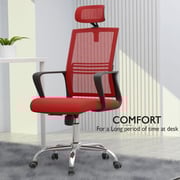 Mahmayi Sleekline 690033 Task Chair Mesh with Headrest, Red, W54 cms X D47 cms X H111-119cms, 690033_High Back_Red