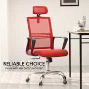 Mahmayi Sleekline 690033 Task Chair Mesh with Headrest, Red, W54 cms X D47 cms X H111-119cms, 690033_High Back_Red