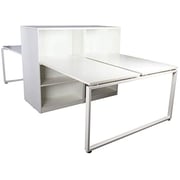 Mahmayi Projekt Modern Link 280 Cm 4 Workstation Design With Side Cabinet Bookcase Metal Frame W280Cms X D144Cms X H75Cms (White)