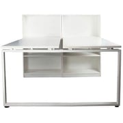 Mahmayi Projekt Modern Link 280 Cm 4 Workstation Design With Side Cabinet Bookcase Metal Frame W280Cms X D144Cms X H75Cms (White)