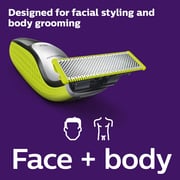 Philips Norelco OneBlade Face + Body, Hybrid Electric Trimmer and Shaver - Black/Green/Silver (QP2630/70)