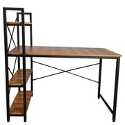 Ibama Computer Desk with 4 Tier Shelves, Work Study Gaming and Writing Table with Storage Bookshelves Modern Wood and Steel Frame Compact Home Studio Workstation