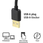 كابل هاما  2  في  1  مايكرو  USB  مع محول  USB-C  بطول  1  متر اسود
