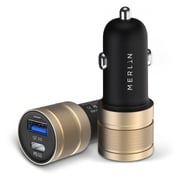 Merlin Bolt Dual USB Car Charger Black/Gold