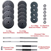 Sparnod Fitness Adjustable Dumbbell & Barbell Weight Set for Home Equipment Exercise and Fitness- Dumbbells with Anti-slip Grip, Barbell rod & Carry Case