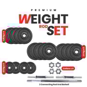 Sparnod Fitness Adjustable Dumbbell & Barbell Weight Set for Home Equipment Exercise and Fitness- Dumbbells with Anti-slip Grip, Barbell rod & Carry Case