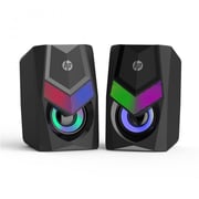 HP Multimedia Speaker DHE-6000 Wired Speaker Gradient LED Backlight Audio Player Multimedia Stereo Mini Subwoofer With 3.5Mm Jack (Black)