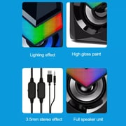 HP Multimedia Speaker DHE-6000 Wired Speaker Gradient LED Backlight Audio Player Multimedia Stereo Mini Subwoofer With 3.5Mm Jack (Black)