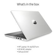HP (2019) Laptop - 10th Gen / Intel Core i3-1005G1 / 14inch HD / 512GB SSD / 8GB RAM / Windows 10 / Natural Silver - [14-DQ1037WM]