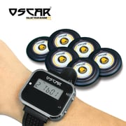 OSCAR WPR100 Wrist Pager Wireless Call Button Nurse, Housemaid, Caregiver Calling Alert Vibration for Elderly, Patient, Disable, Guest Receiver Wristband + SOS Call Buttons 400+ Meter (6, BLACK)
