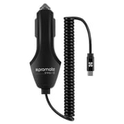 Promate USB Type-C Car Charger, Dual USB Car Charger with Q.C 3.0 Built-in USB-C Cable, Trinix-2