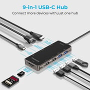 محور  USB-C  من بروميت مع توصيل طاقة  100  واط، HDMI  دقة  4K ، منافذ 4 USB  منفذ  RJ45 ، فتحة  TF/SD  طراز  PrimeHub-Go