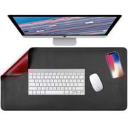 BOSON Desk Mouse Pad Non Slip Mouse Mat Waterproof Protector PU Leather Desk Mat Double Sided Color use for PC Gaming Home Office (80cm*40cm Red/Black)
