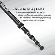Promate Aluminium Tripod (160cm)with Panoramic Head, Bubble Level, 3 Section Leg Lock, Precise-160
