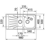 TEKA StarBright Inset Reversible 60cm Kitchen Sink Matt Stainless Steel