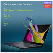 ASUS VivoBook Flip 14 (2021) Laptop - AMD Ryzen 5-5500U / 14inch FHD / 8GB RAM / 512GB SSD / Shared AMD Radeon Graphics / Windows 10 Home / English & Arabic Keyboard / Black / Middle East Version - [TM420UA-EC010T]