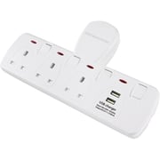 Kistenmacher EGK603BU 3 Way Extension Socket With Dual USB White
