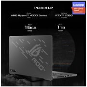 Asus ROG Zephyrus GA401IV-HA246T Gaming Laptop - AMD Ryzen 9 3GHz 16GB 1TB 6GB Win10 14inch WQHD Grey English/Arabic Keyboard