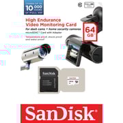 SanDisk High Endurance Video Monitoring 64GB Memory Card MicroSDXC card with Adapter SDSDQQ-064G-G46A