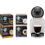 De'Longhi NescafÃ© Dolce Gusto Mini Me Single Serve Capsule Coffee Machine Starter Kit Including 4 Boxes of Starbucks coffee EDG155.BG Black & Grey