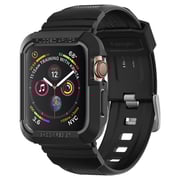 Spigen Rugged Armor PRO Designed for Apple Watch Band with Case for Series 9/8/7 (45mm) and Series SE2/6/SE/5/4 (44mm) - Black