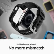Spigen Rugged Armor PRO Designed for Apple Watch Band with Case for Series 9/8/7 (45mm) and Series SE2/6/SE/5/4 (44mm) - Black