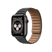 Promate Genuine Leather Band Replacement with Magnetic Lock for Apple Watch 42/44mm, Maglet-44 Black