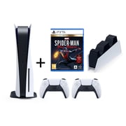 Sony PlayStation 5 Console (CD Version) White - Middle East Version + PS5 Spider-Man Ultimate Edition Game + PS5 DualSense charging station + PS5 DualSense Wireless Controller