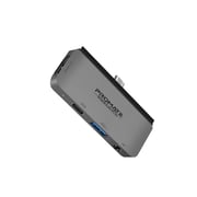 Promate USB-C Hub with 100W Type-C Power Delivery, USB 3.0 Port, 4K HDMI, 3.5mm Port,PadHub-Pro Grey