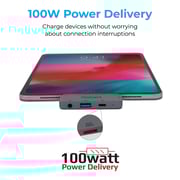 Promate USB-C Hub with 100W Type-C Power Delivery, USB 3.0 Port, 4K HDMI, 3.5mm Port,PadHub-Pro Grey