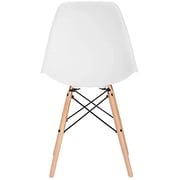 Mahmayi Set of 3 Eames Style Chair with Walnut Wood Legs Eiffel Dining Room Chair - Lounge Chair Without Arms Chair Seat Wooden Wood Eiffel Legged Base Molded Plastic Seat Dining Chair - White