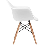 Mahmayi Furniture Set of 3 White - Eames Style Armchair with Natural Wood Legs Eiffel Dining Room Chair - Lounge Chair Arm Chair Arms Chairs Seats Wooden Wood Leg Base Molded Plastic