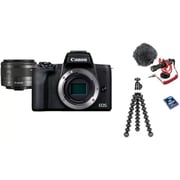 Canon EOS M50 Mark II Mirrorless Digital Camera Body Black With EF-M15-45 IS STM and Vlogger Kit