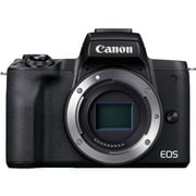 مجموعة هيكل كاميرا كانون رقمية طراز EOS M50 Mark II بدون مرآة أسود مع مزودة بعدسة EF-S مقاس ‎15-45 مم ومثبت صور IS وتقنية STM وفلوجر