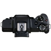 مجموعة هيكل كاميرا كانون رقمية طراز EOS M50 Mark II بدون مرآة أسود مع مزودة بعدسة EF-S مقاس ‎15-45 مم ومثبت صور IS وتقنية STM وفلوجر