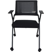 Mahmayi 632L Black Ergonomics Folding Chair Computer Chair, Visitor Chair, Back Rest Chair Visitor Conference Chairs, Heavy Duty Steel Can Hold Upto 150KG(With Wheels)