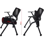 Mahmayi 632L Black Ergonomics Folding Chair Computer Chair, Visitor Chair, Back Rest Chair Visitor Conference Chairs, Heavy Duty Steel Can Hold Upto 150KG(With Wheels)