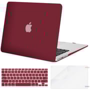 RDN MacBook Air 13inch Plastic Pattern Hard Case & Keyboard Cover & Screen Protector Wine Red