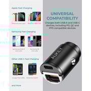 Aukey Dual Port Fast Car Charger Black