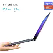 ASUS ZenBook Flip 13 (2019) Laptop - 10th Gen / Intel Core i5-1035G4 / 13.3inch FHD / 8GB RAM / 512GB SSD / Shared Intel Iris Plus Graphics / Windows 10 Home / English & Arabic Keyboard / Pine Grey / Middle East Version - [UX363JA-EM176T]