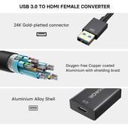 محول كابل USB 3.0 إلى Hdmi، كابل محول صوت فيديو عالي الدقة 1080 بكسل 60 هرتز USB 3.0 إلى Hdmi